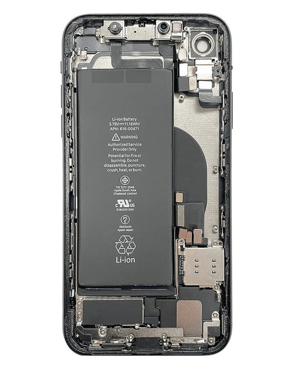 Estructura trasera con componentes preinstalados OEM para iPhone XR en Guatemala, ideal para reparaciones de carcasas al por mayor.