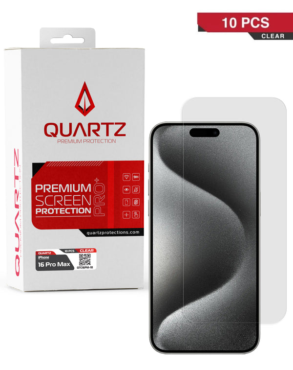 Protege la pantalla de tu iPhone 16 Pro Max con este pack de 10 vidrios templados transparentes en Guatemala.