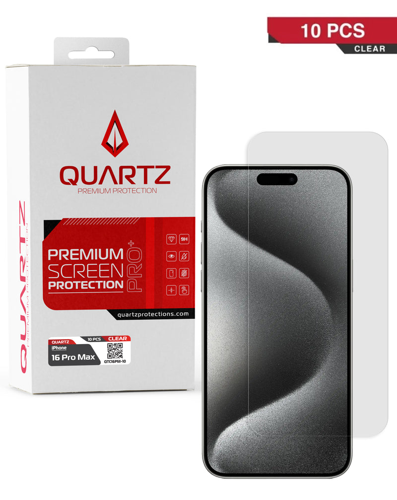 Protege la pantalla de tu iPhone 16 Pro Max con este pack de 10 vidrios templados transparentes en Guatemala.
