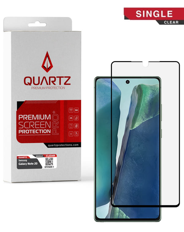 Protector de vidrio templado transparente QUARTZ para Samsung Galaxy Note 20 en Guatemala, ideal para proteger tu dispositivo y evitar daños en la pantalla.