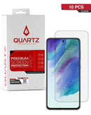 Protector de pantalla vidrio templado quartz claro Samsung Galaxy S21 Plus en pack de 10, ideal para mayoristas en Guatemala.