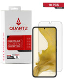 Protege la pantalla de tu Galaxy S22 con este pack de 10 vidrios templados transparentes QUARTZ en Guatemala.