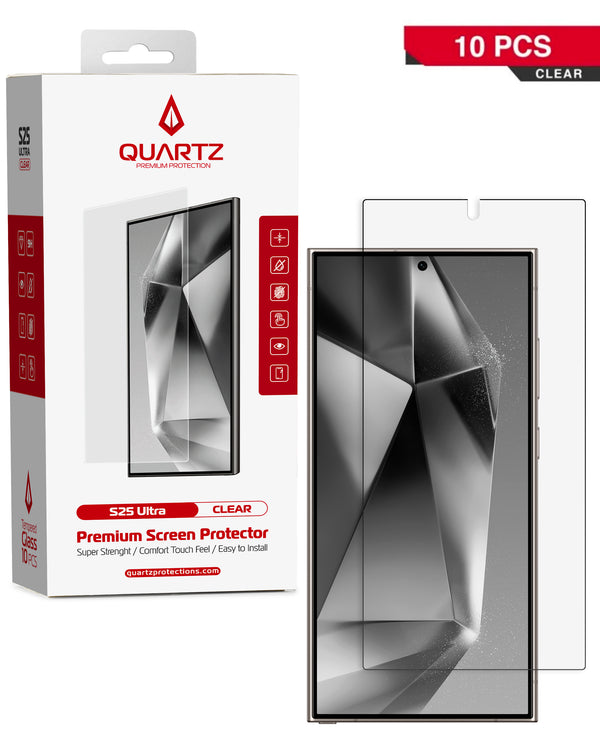 Compra un pack de 10 tapas traseras transparentes de quartz templado para Samsung Galaxy S25 Ultra en Guatemala.