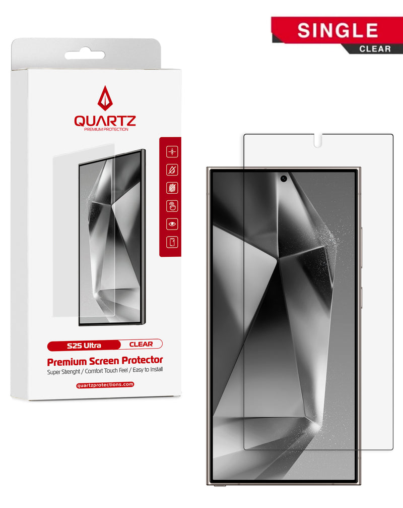 Protector de vidrio templado en color quartz claro para Samsung Galaxy S25 Ultra, ideal para proteger la pantalla de tu dispositivo en Guatemala.