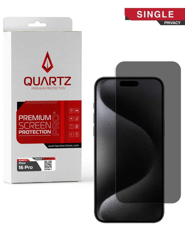 Protector de pantalla de vidrio templado de privacidad QUARTZ para iPhone 16 Pro/17/17 Pro en Guatemala.