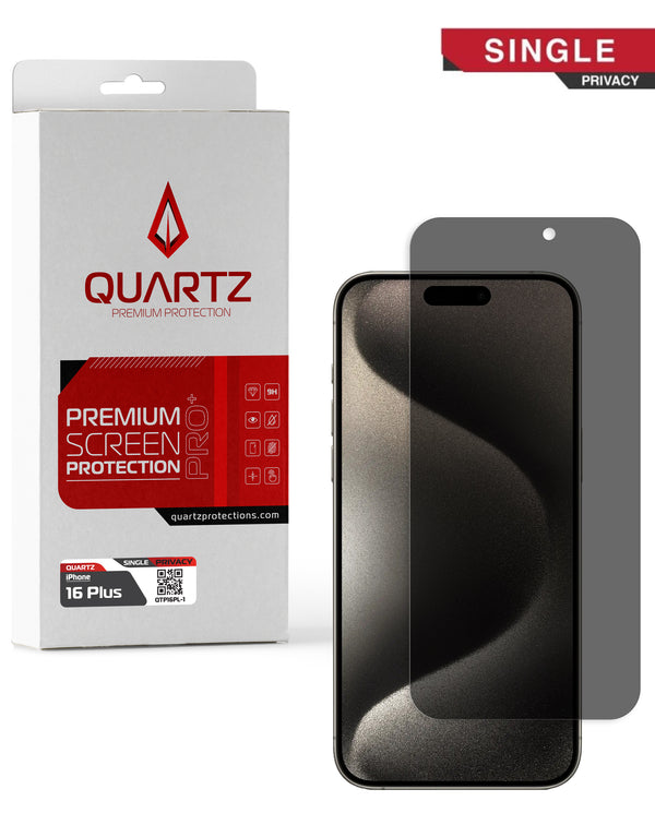 Vidrio templado Privacy QUARTZ iPhone 16 Plus - Protector de pantalla para iPhone 16 Plus con privacidad en Guatemala.