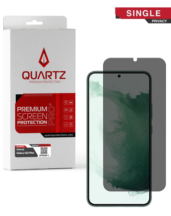 Protector de pantalla Quartz Privacy para Galaxy S22 Plus en Guatemala, disponible en mayoristas de accesorios con servicio de colocación en talleres especializados.