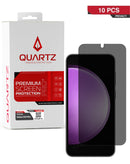 Vidrio templado privacy QUARTZ Galaxy S23 Plus: Paquete de 10 protectores de pantalla con tecnología privada para tu Samsung en Guatemala.
