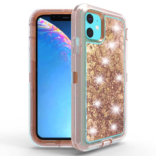 Encuentra la funda protectora glitter liquido color ROSE GOLD para iPhone 11 Pro Max en Guatemala.