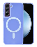 Protector magnético de carga inalámbrica para Samsung Galaxy S21 en color morado, ideal para encontrar en Guatemala en tiendas de accesorios móviles.