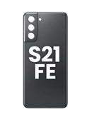 Tapa trasera con lente de cámara y adhesivo para Samsung Galaxy S21 FE en Guatemala, ideal para reparaciones de tu smartphone.