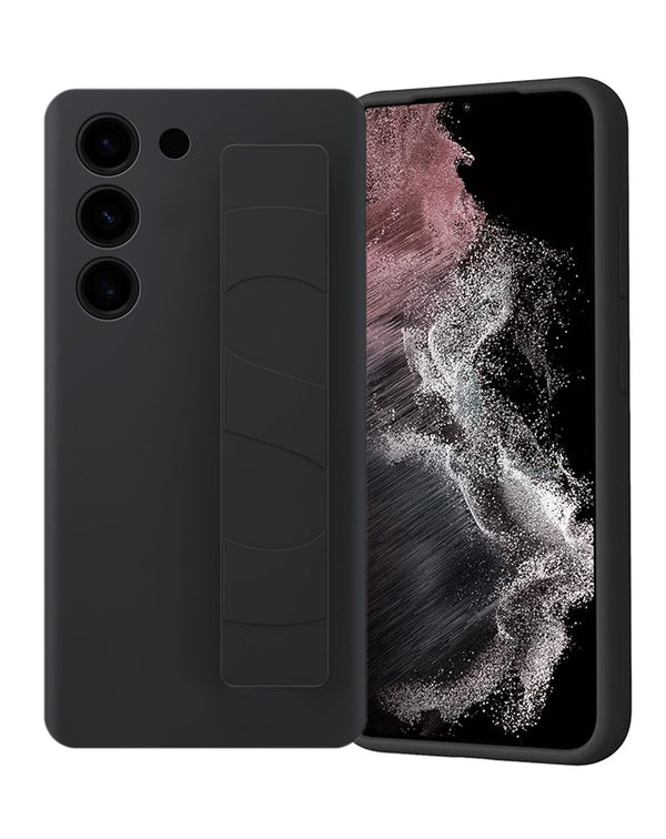 Encuentra la mejor funda con correa de muñeca suave en negro para Samsung Galaxy S23 en Guatemala.