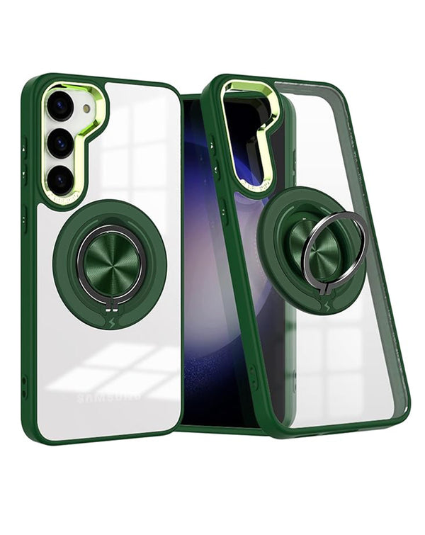 Funda transparente con carga inalámbrica y soporte de anillo para Galaxy S23 disponible en Guatemala.