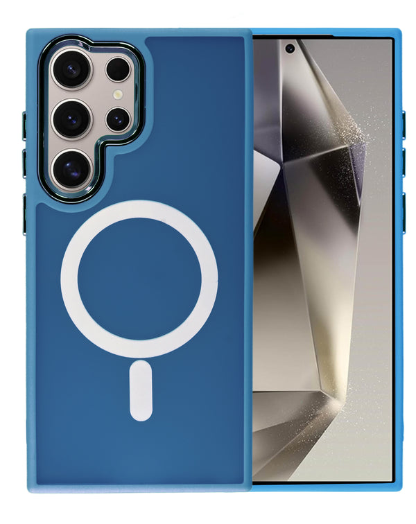 Case de carga inalámbrico magnético en color azul marino para Samsung Galaxy S23 Ultra en Guatemala.