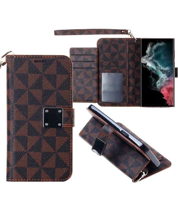 Encuentra la mejor funda cartera con diseño triangular para Samsung Galaxy S22 Ultra/S23 Ultra en Guatemala.