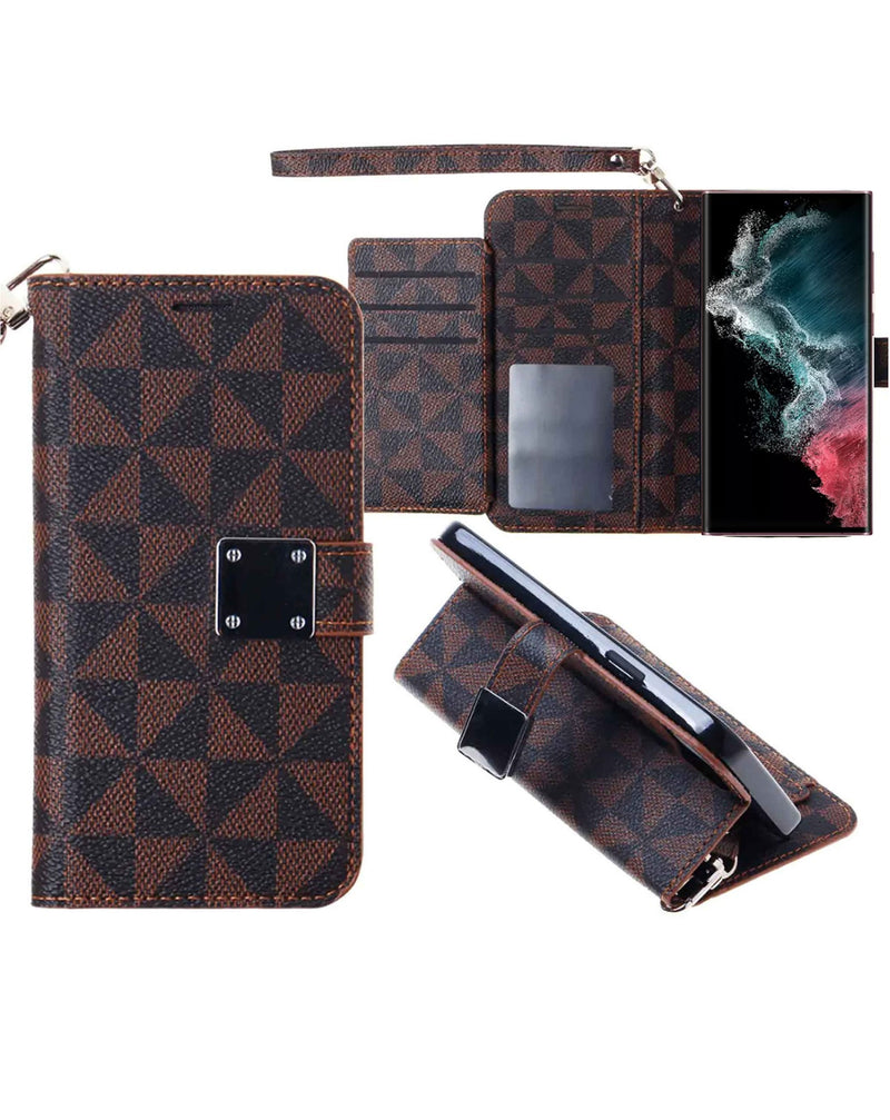 Encuentra la mejor funda cartera con diseño triangular para Samsung Galaxy S22 Ultra/S23 Ultra en Guatemala.