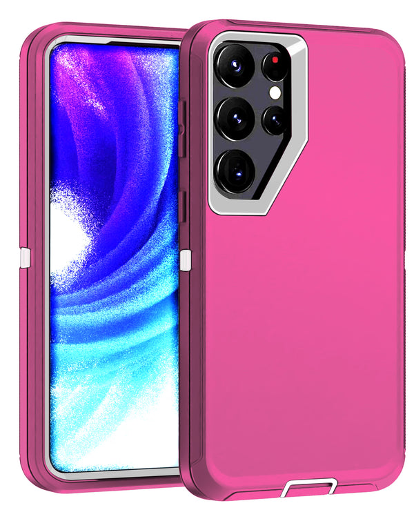 Encuentra la mejor funda heavy duty para Samsung Galaxy S24 Ultra en Guatemala en una llamativa combinación de colores HOT PINK & WHITE.