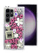 Estuche duro de silicona color oro rosa con diseño de flor de cristal para Galaxy S24 Ultra en Guatemala.