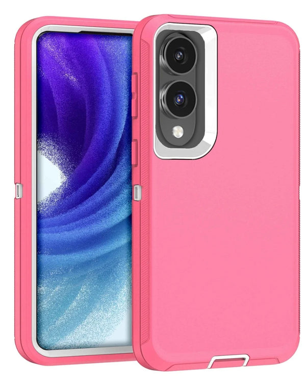 Protege tu Galaxy S25E con este resistente case heavy duty en Guatemala, disponible en color light pink & white.
