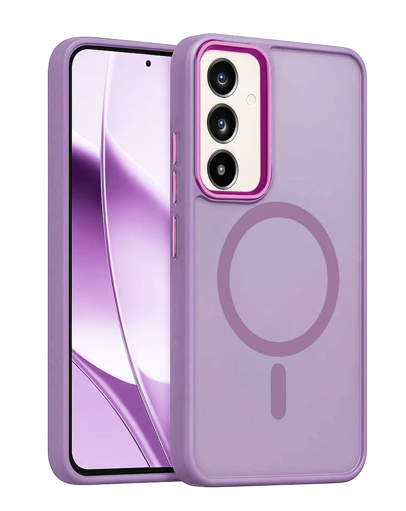 Encuentra el mejor case de carga magnética inalámbrica para Samsung Galaxy S25FE en Guatemala con SlowBack en color morado.