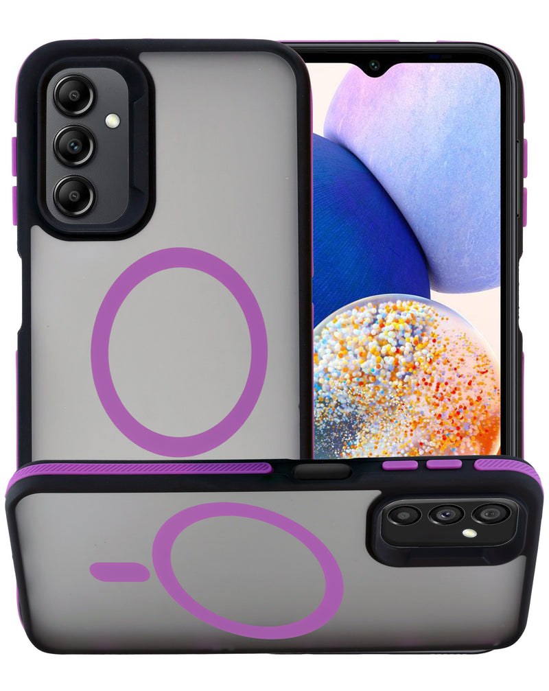 Protége tu Galaxy S25FE con una funda magnética translúcida de color morado en Guatemala.