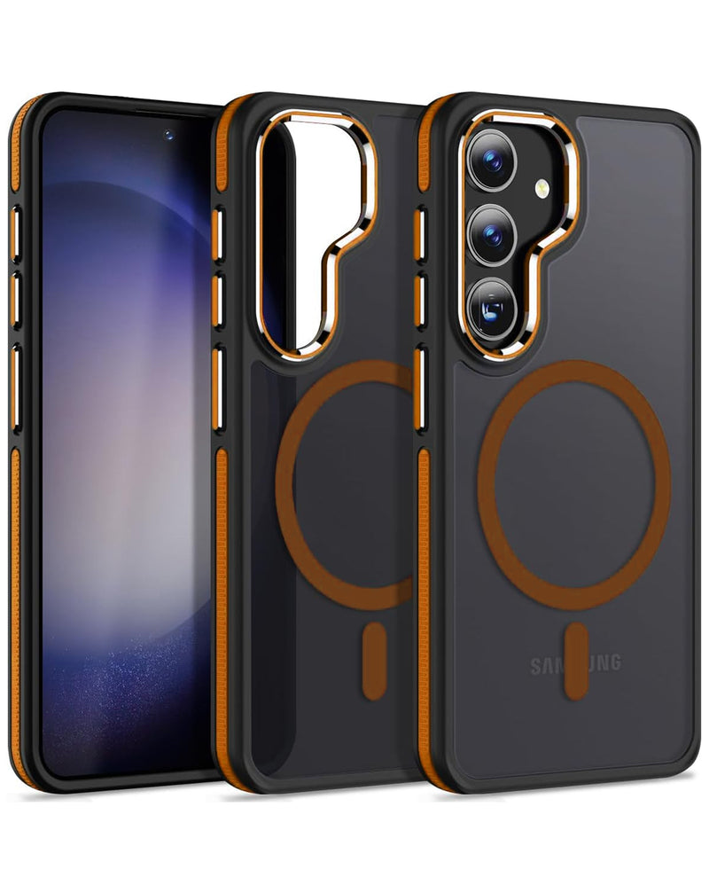 Encuentra el estuche de carga inalámbrica delgado para Samsung Galaxy S25 Plus en Guatemala, disponible en color naranja mate en SlowBack, mayorista de accesorios móviles.