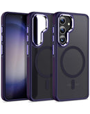 Compra la funda de carga inalámbrica slim antideslizante translúcida mate color purple para Galaxy S25 Plus en Guatemala.