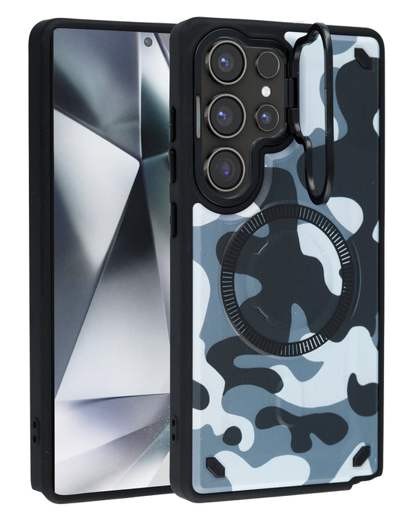 Funda magnetica Camo Design Thin con soporte para camara Kickstand - Style 4 Galaxy S25 Ultra