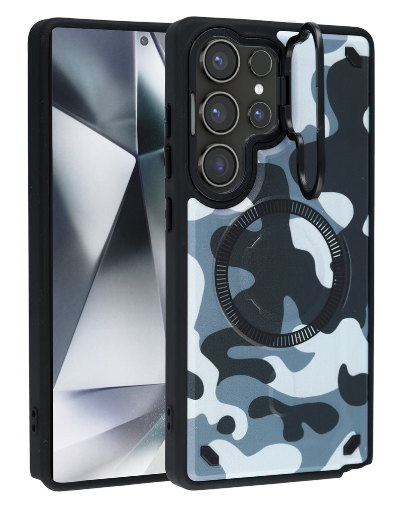 Funda magnetica Camo Design Thin con soporte para camara Kickstand - Style 4 Galaxy S25 Ultra