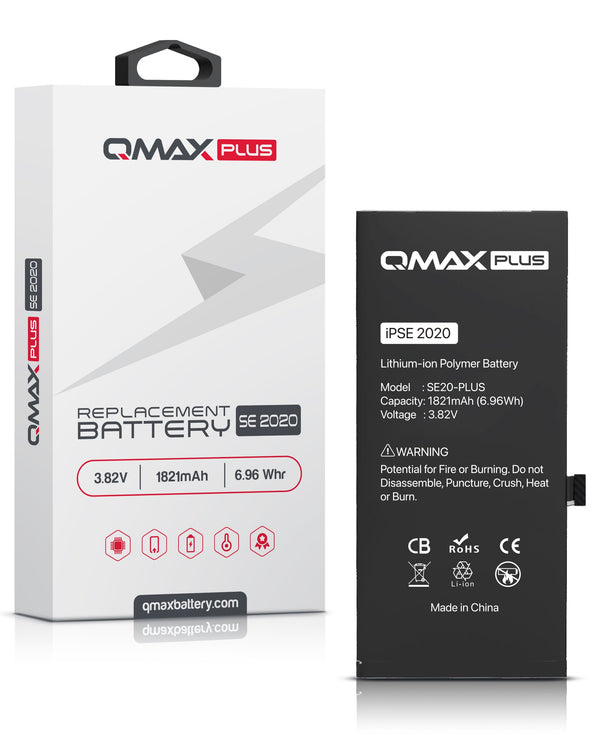 Reparación de batería para iPhone SE 2020 en Guatemala con la batería QMAX Plus de 1821 mAh.