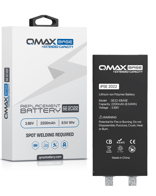 Bateria QMAX Base Extended Capacity con soldadura por puntos requerida iPhone SE 2022 (2200 mAH)