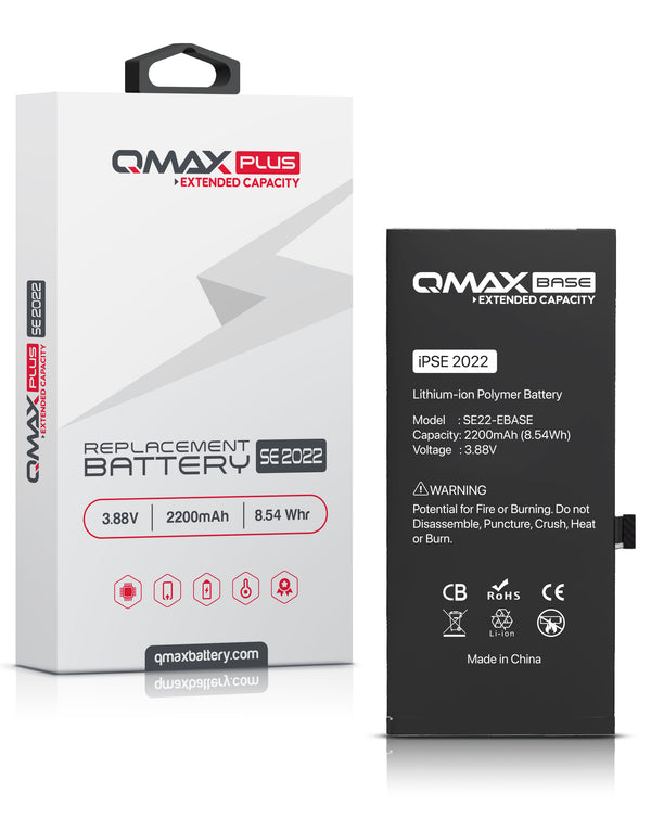 Batería QMAX Plus Extended Capacity para iPhone SE 2022 en Guatemala, la solución ideal para una reparación de batería de alta calidad y capacidad extendida.
