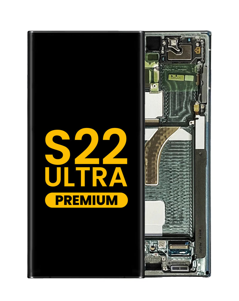 Encuentra la pantalla OLED con marco premium para Samsung Galaxy S22 Ultra en Guatemala, ideal para reparaciones de alta calidad.