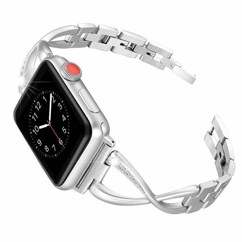 Encuentra la mejor correa metal con cristales SILVER para tu iWatch en Guatemala.