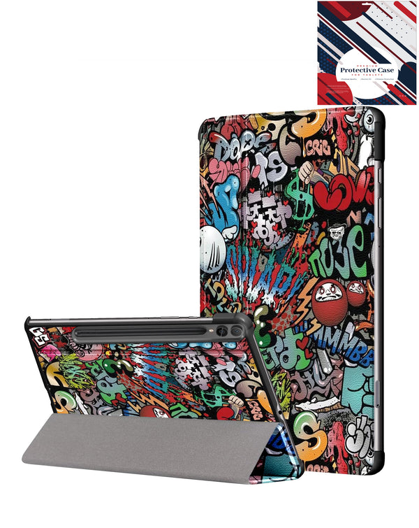 Encuentra la mejor funda old style notebook Graffiti para tu Galaxy Tab en Guatemala con SlowBack, mayorista de accesorios para tablets.