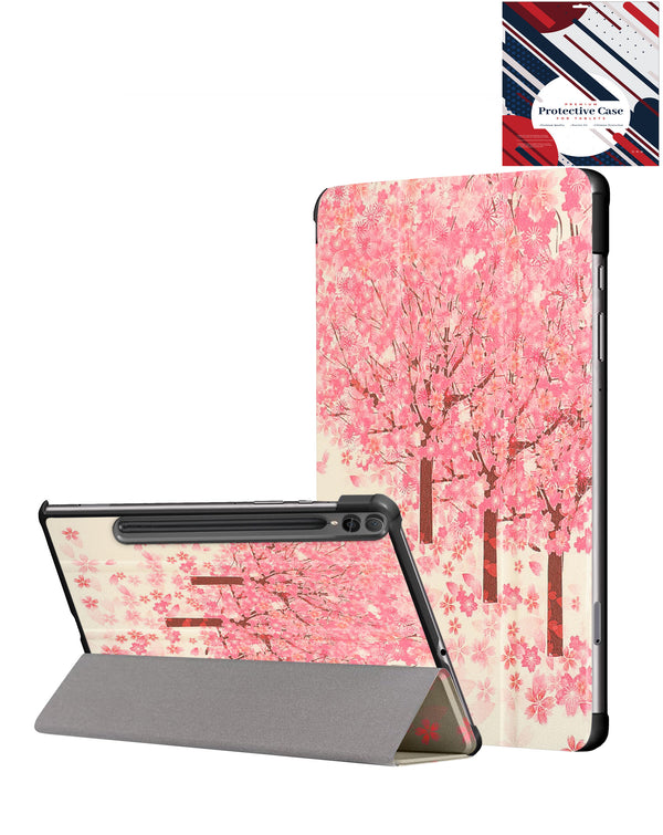 Encuentra la mejor funda Galaxy Tab con diseño de árboles rosados en Guatemala en tiendas de accesorios para tablets.