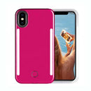 Encuentra la Funda selfie LED con luces al frente y atrás en color rosa para iPhone XR en Guatemala.