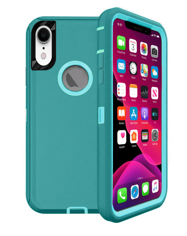 Protege tu iPhone XR con una funda heavy duty color teal en Guatemala, disponible en nuestro taller de accesorios para celulares.