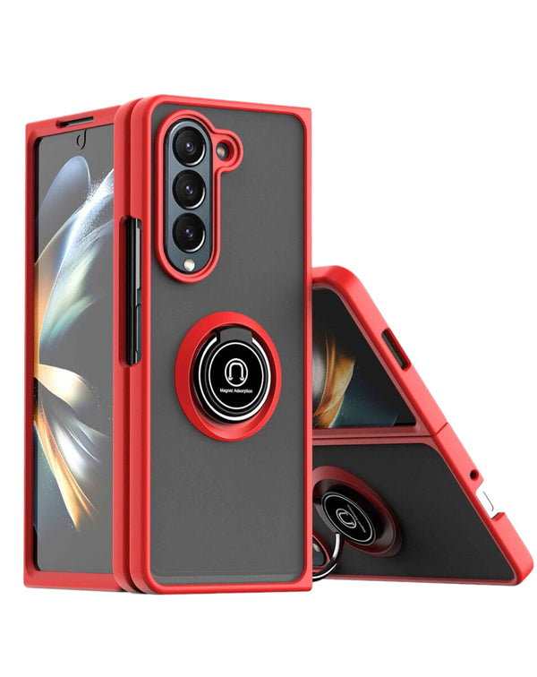 Funda trasera Samsung Galaxy Z Fold 6 con soporte I-ring en color rojo para protección en Guatemala.