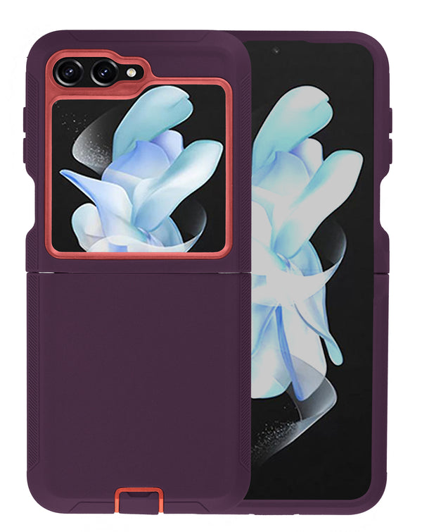 Encuentra la mejor funda heavy duty para tu Samsung Galaxy Z Flip 6 en Guatemala con colores dark purple y hot pink.