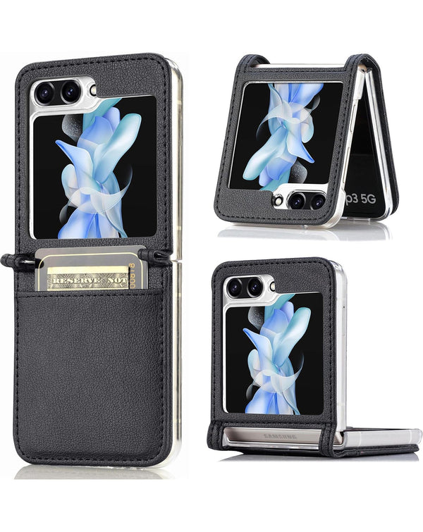 Funda de cuero original Samsung Galaxy Z Flip 6 Negro