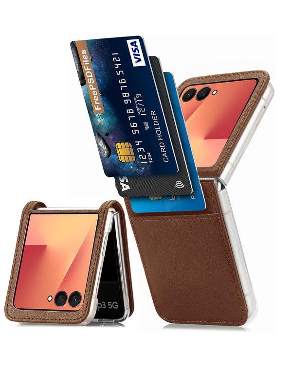 Funda de cuero original Samsung Galaxy Z Flip 7 BROWN