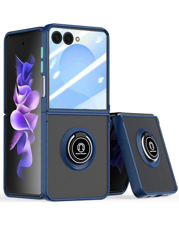 Encuentra la mejor Funda Samsung Galaxy Z Flip 7 en Guatemala con soporte I-ring y borde colorido en NAVY BLUE.