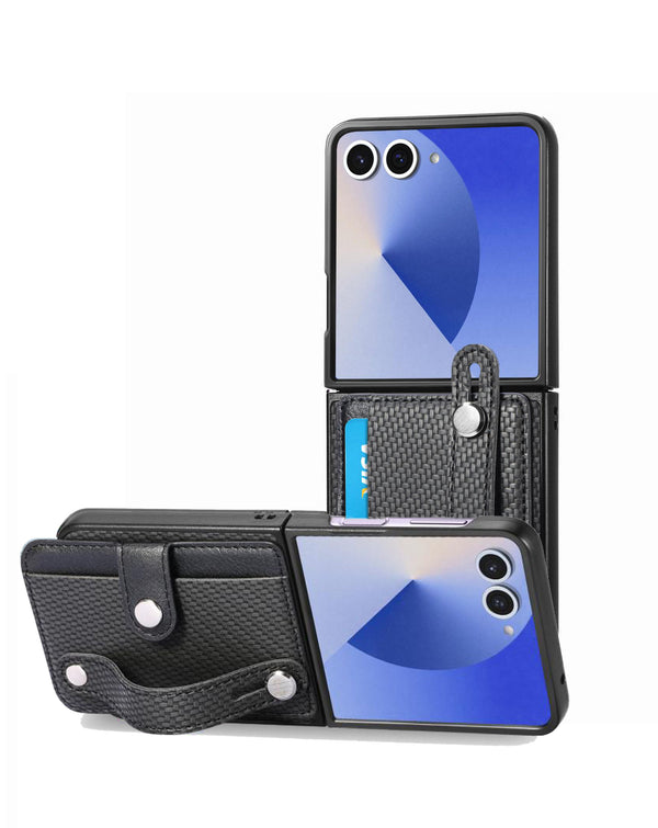 Funda billetera con ranura para tarjeta y correa Samsung Galaxy Z Flip 7 (Negro)