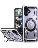 Encuentra en Guatemala fundas ruggeds a prueba de choques con soporte de anillo incorporado en color morado para Samsung Galaxy A06 en SlowBack.