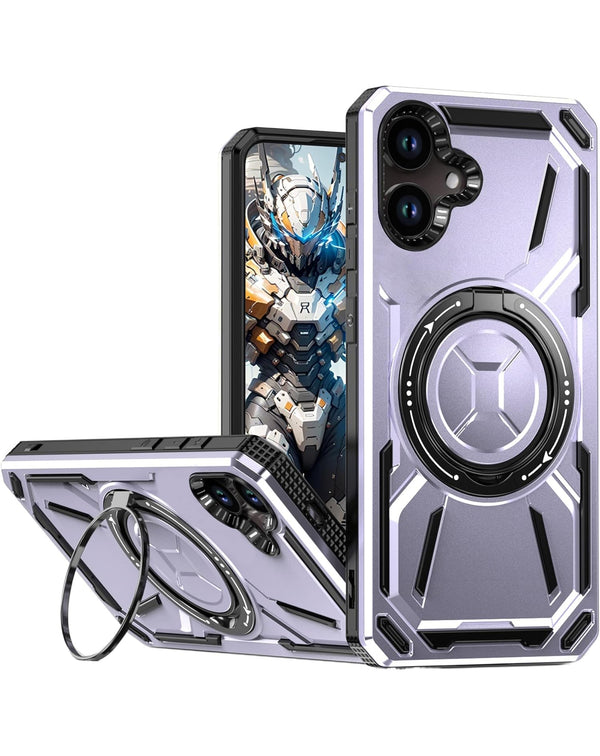 Encuentra en Guatemala fundas ruggeds a prueba de choques con soporte de anillo incorporado en color morado para Samsung Galaxy A06 en SlowBack.