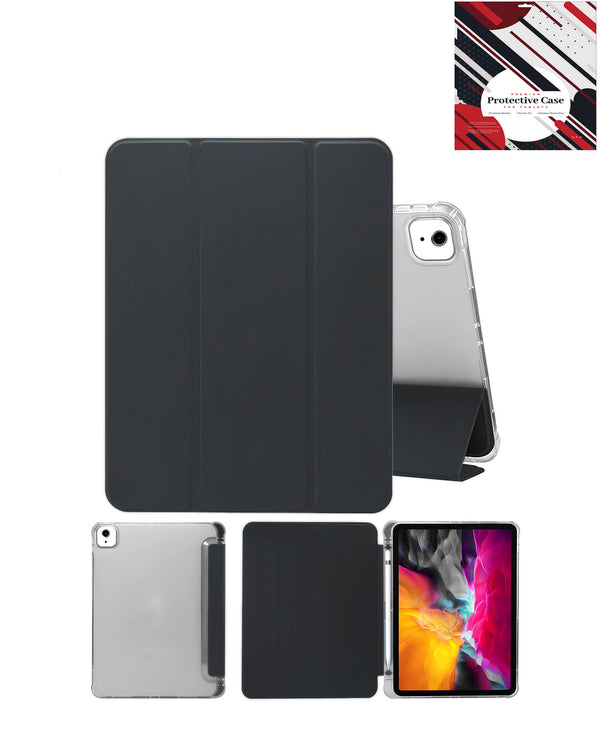 Encuentra en Guatemala el soporte inteligente de PU negro con porta lápiz para iPad Air 11 2024, Air 4 y Air 5.