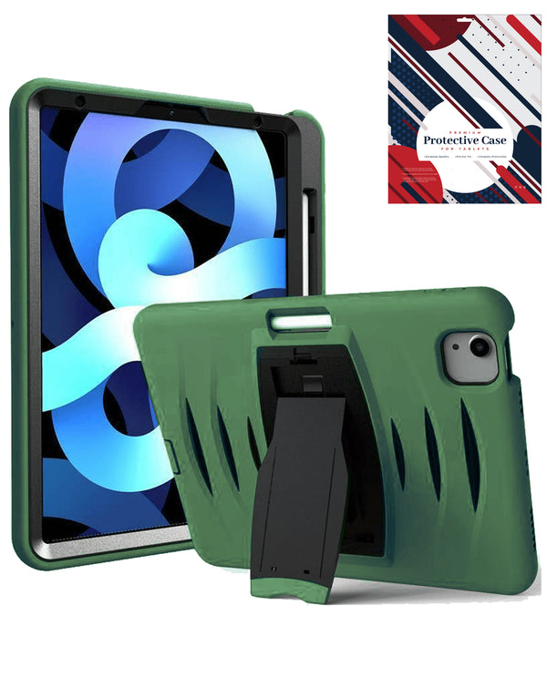 Compra el mejor case a prueba de golpes para tu iPad Air en Guatemala con ranura para lápiz en color verde.