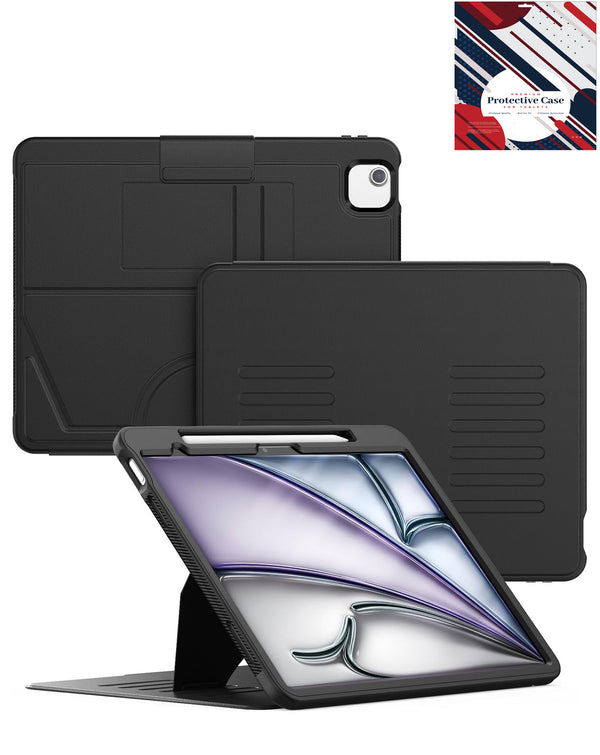 Encuentra la funda protectora magnética multicapa con porta lápiz negra para iPad Air 13 2024 en Guatemala, ideal para proteger tu dispositivo en talleres y mayoristas de accesorios para iPad.