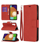 Encuentra la mejor funda cartera de cuero para Samsung Galaxy A14 en Guatemala en SlowBack, disponible en color rojo con ranura para tarjetas.
